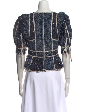 Ulla Johnson Silk Printed Crop Top