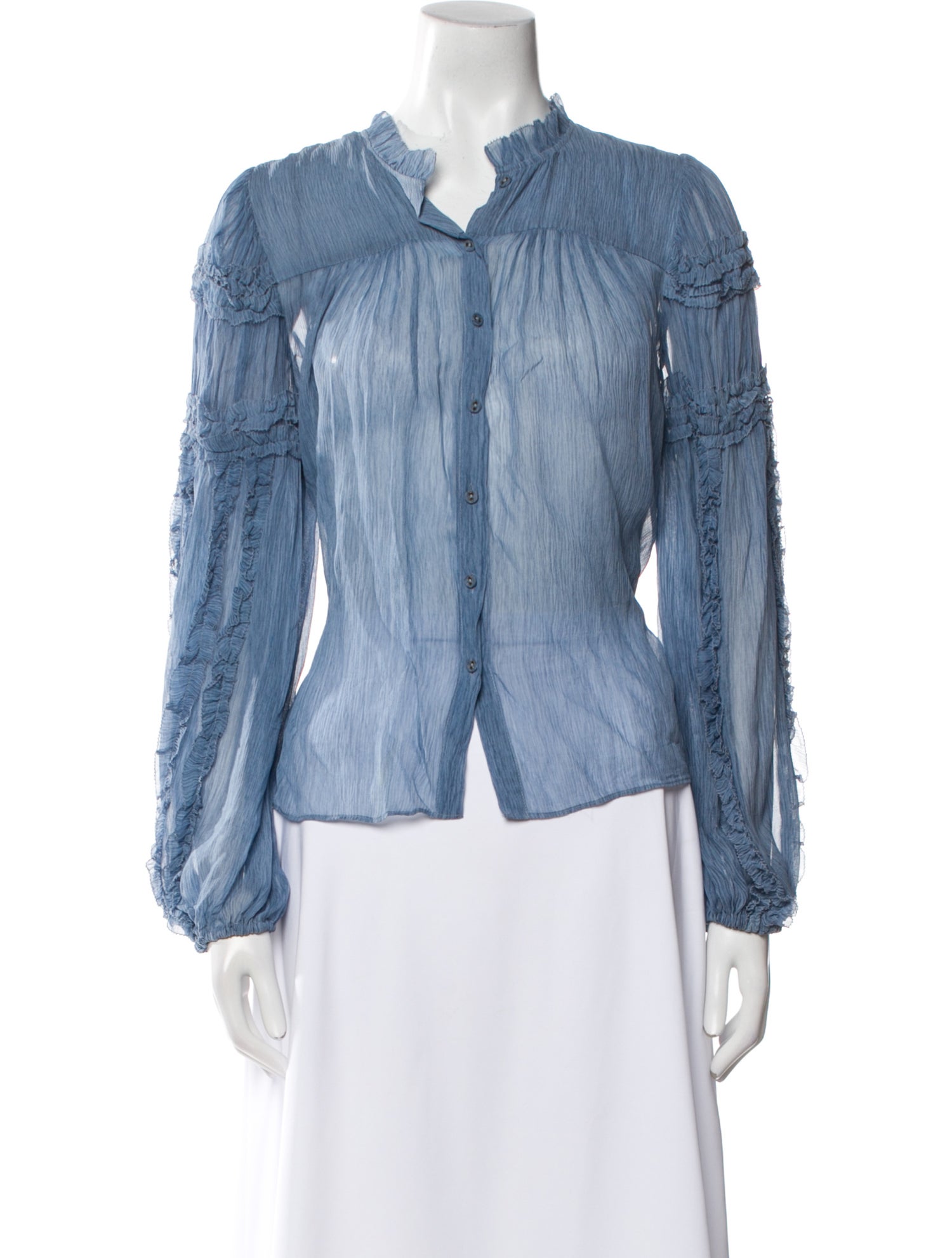 Ulla Johnson Silk V-Neck Button-Up Top