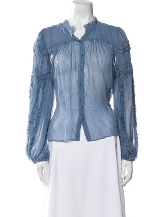Ulla Johnson Silk V-Neck Button-Up Top