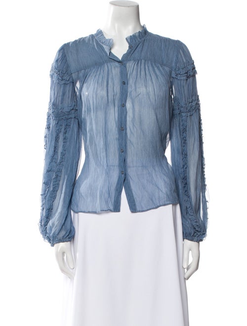 Ulla Johnson Silk V-Neck Button-Up Top