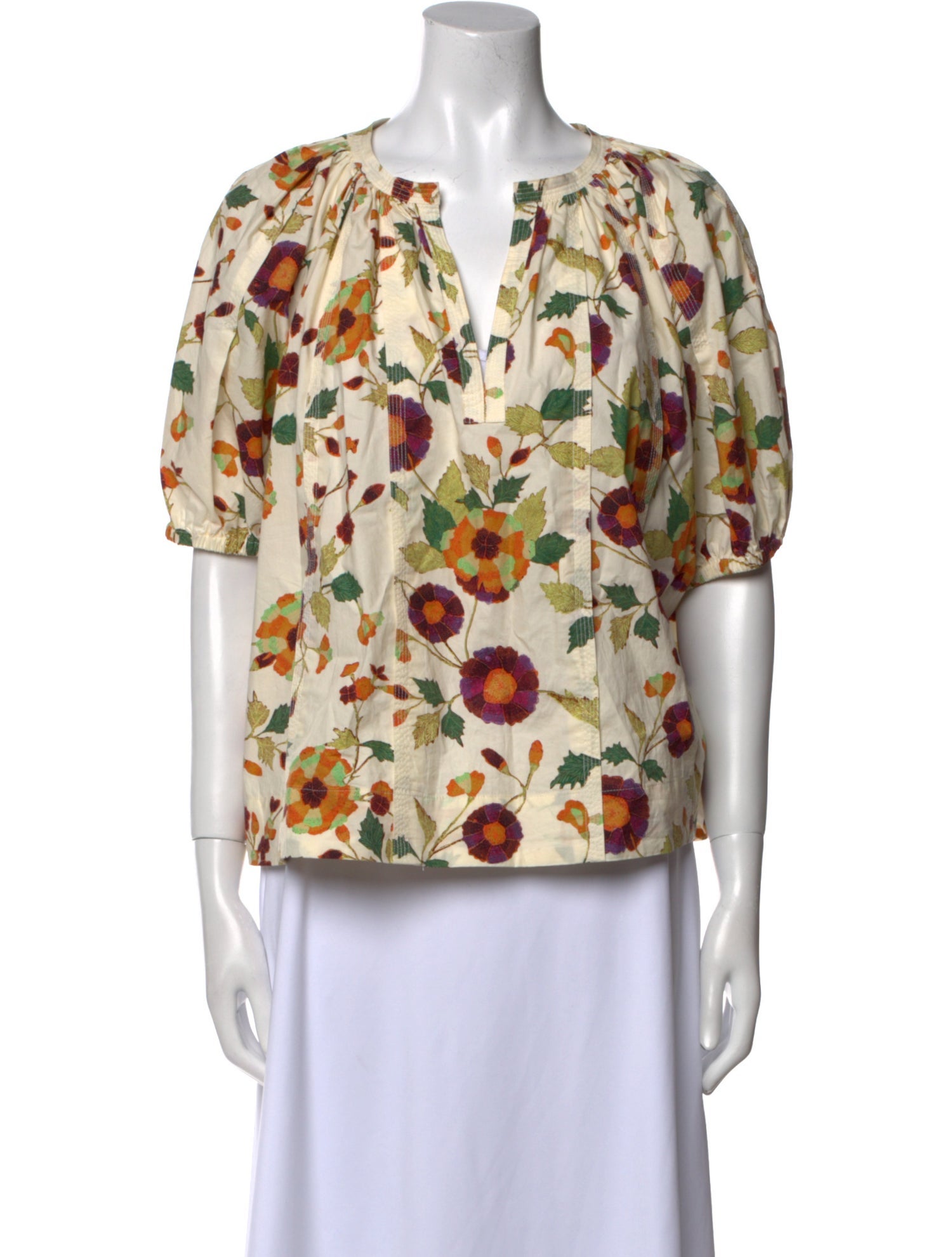 Ulla Johnson Floral Print V-Neck Blouse