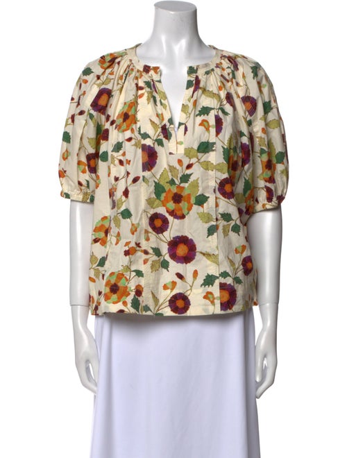 Ulla Johnson Floral Print V-Neck Blouse