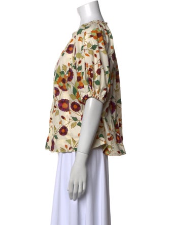 Ulla Johnson Floral Print V-Neck Blouse