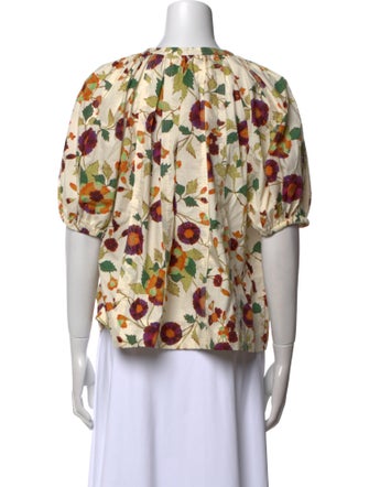 Ulla Johnson Floral Print V-Neck Blouse