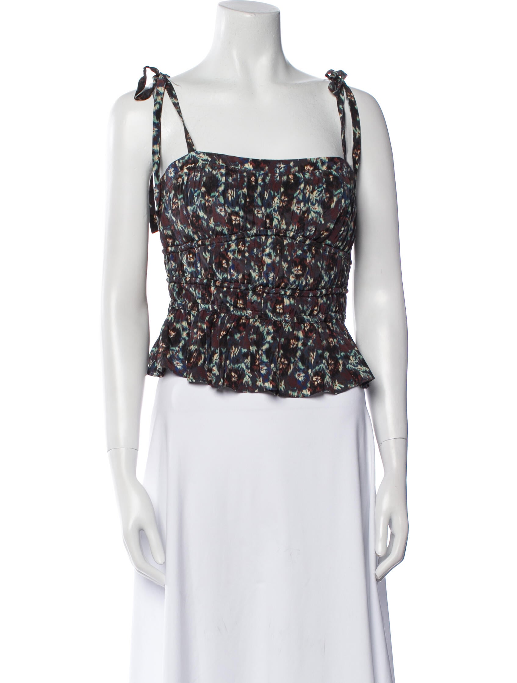 Ulla Johnson Silk Floral Print Crop Top