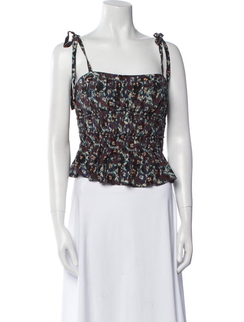 Ulla Johnson Silk Floral Print Crop Top