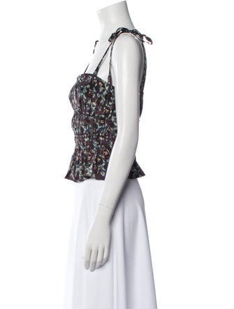 Ulla Johnson Silk Floral Print Crop Top