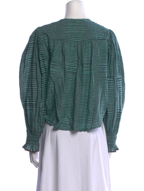 Ulla Johnson Striped Crew Neck Button-Up Top