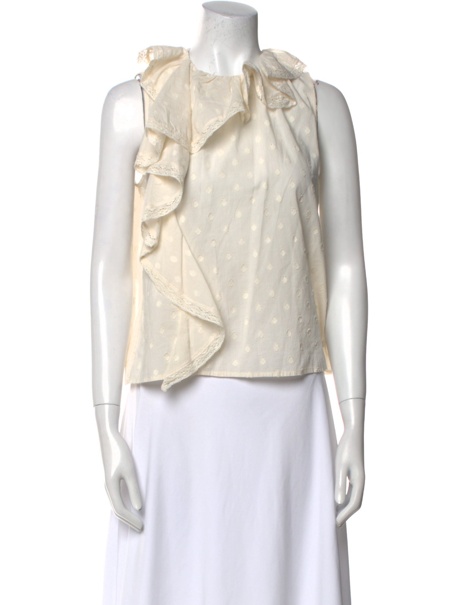 Ulla Johnson Polka Dot Print Crew Neck Blouse