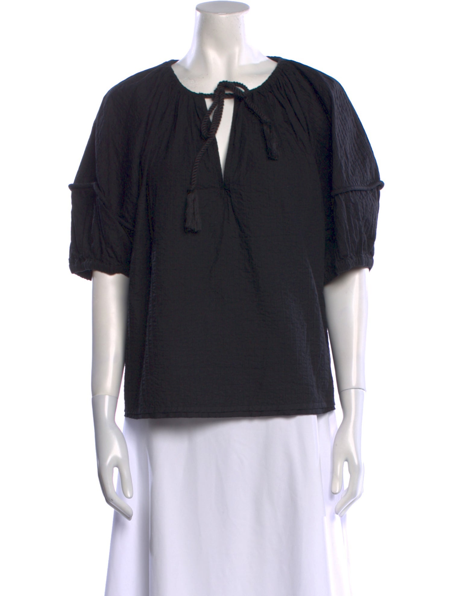 Ulla Johnson Tie Neck Short Sleeve Blouse