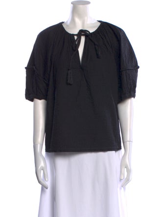 Ulla Johnson Tie Neck Short Sleeve Blouse