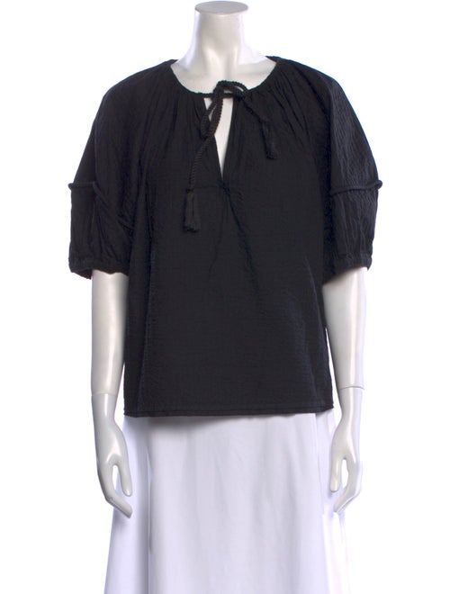 Ulla Johnson Tie Neck Short Sleeve Blouse