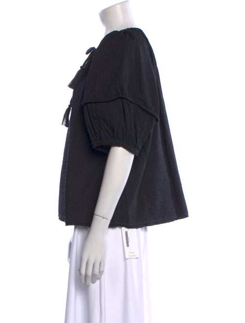 Ulla Johnson Tie Neck Short Sleeve Blouse