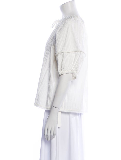 Ulla Johnson Tie Neck Three-Quarter Sleeve Crop Top