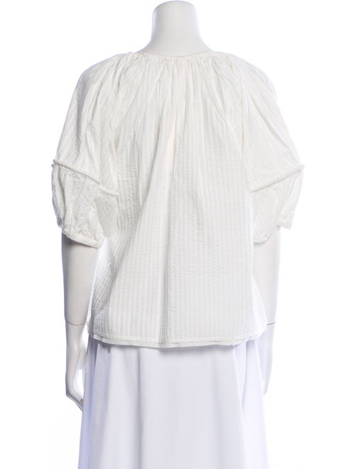 Ulla Johnson Tie Neck Three-Quarter Sleeve Crop Top