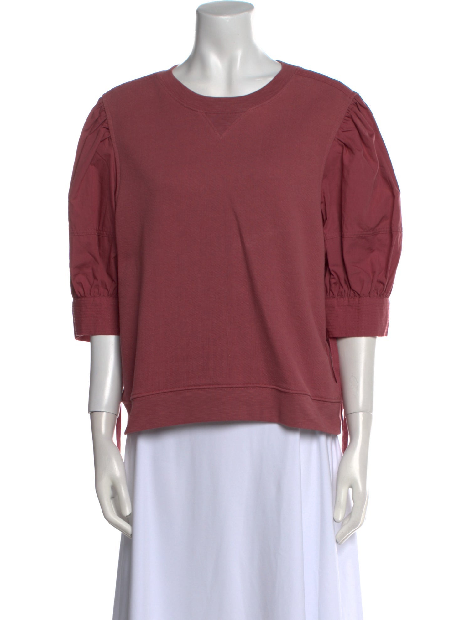 Ulla Johnson Crew Neck Three-Quarter Sleeve Sweatshirt