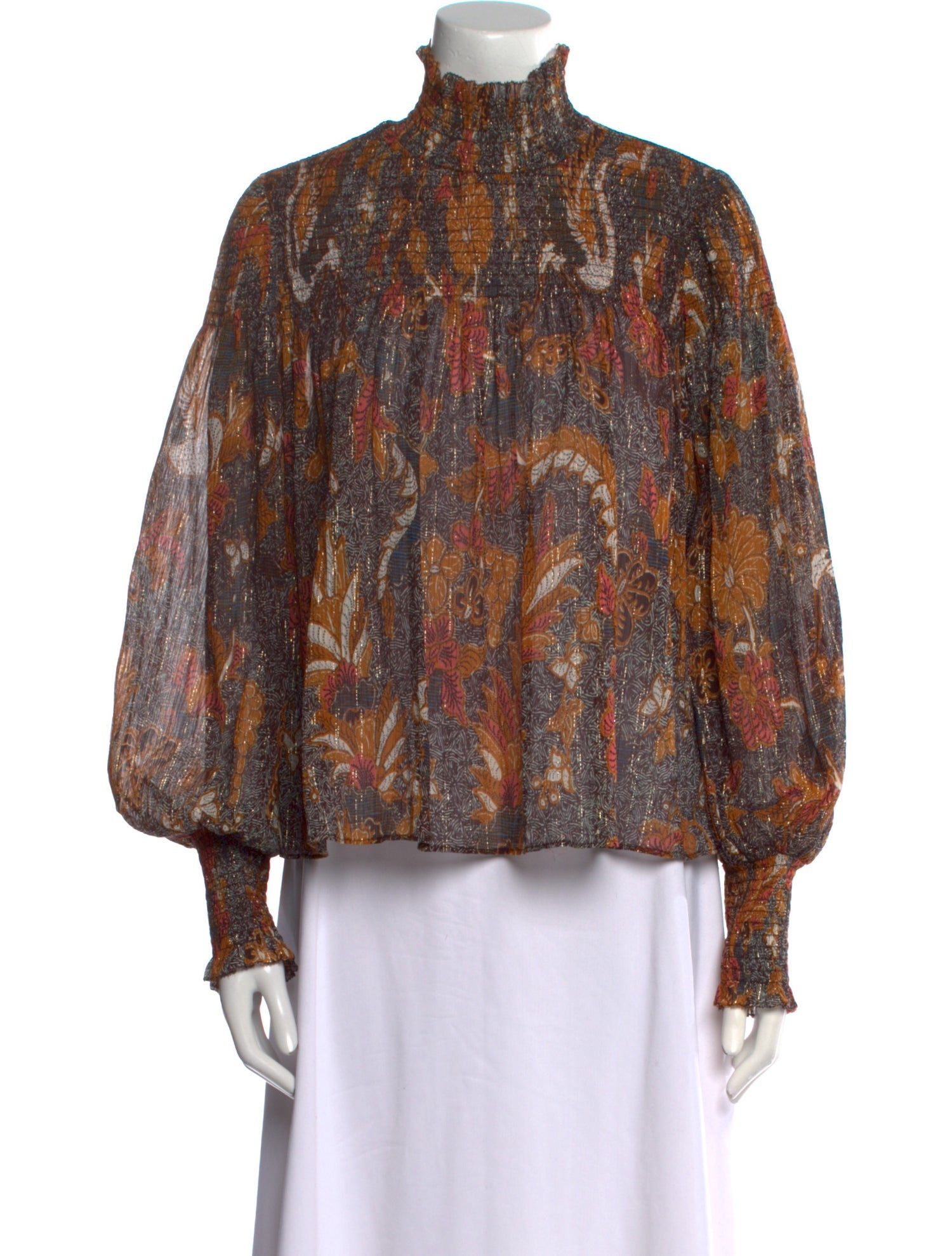 Ulla Johnson Paisley Print Mock Neck Blouse