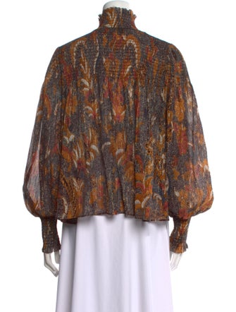 Ulla Johnson Paisley Print Mock Neck Blouse