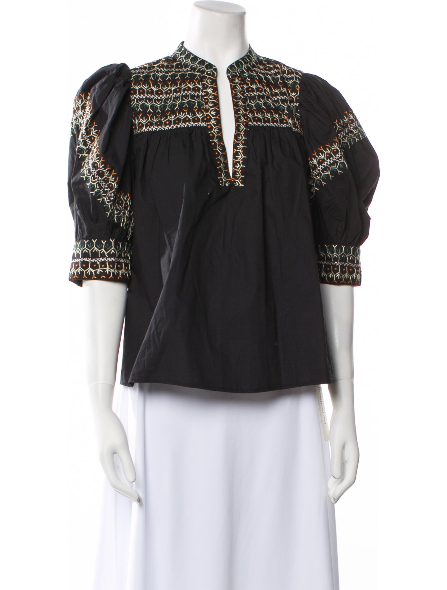 Ulla Johnson V-Neck Three-Quarter Sleeve Blouse
