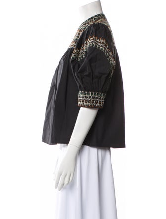 Ulla Johnson V-Neck Three-Quarter Sleeve Blouse