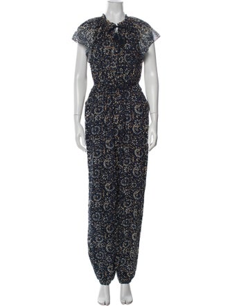 Ulla Johnson Floral Print Crew Neck Jumpsuit