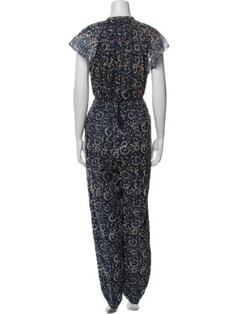 Ulla Johnson Floral Print Crew Neck Jumpsuit