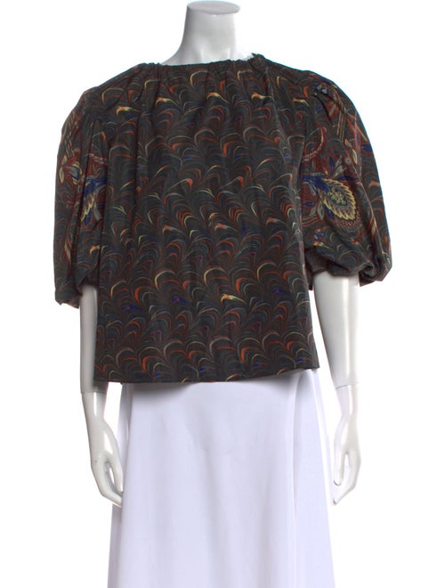 Ulla Johnson Printed Bateau Neckline Blouse