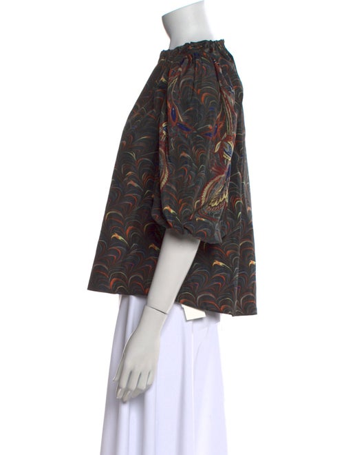 Ulla Johnson Printed Bateau Neckline Blouse