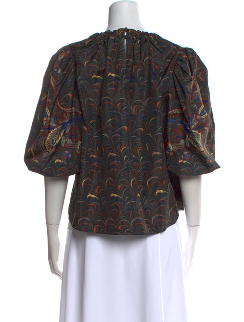 Ulla Johnson Printed Bateau Neckline Blouse