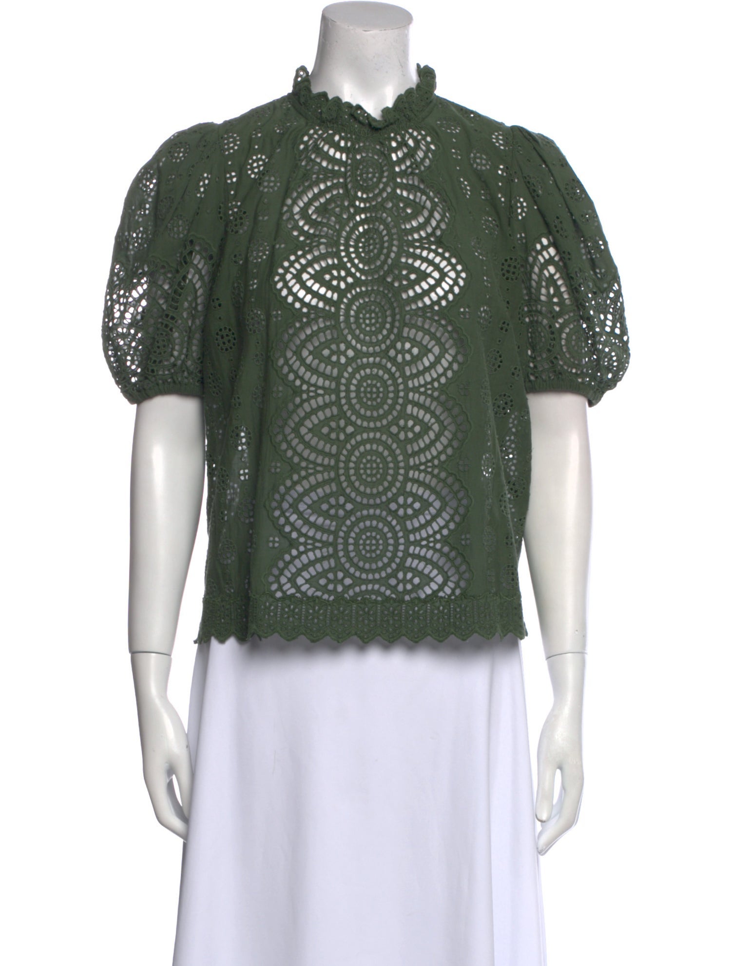 Ulla Johnson Lace Pattern Mock Neck Top