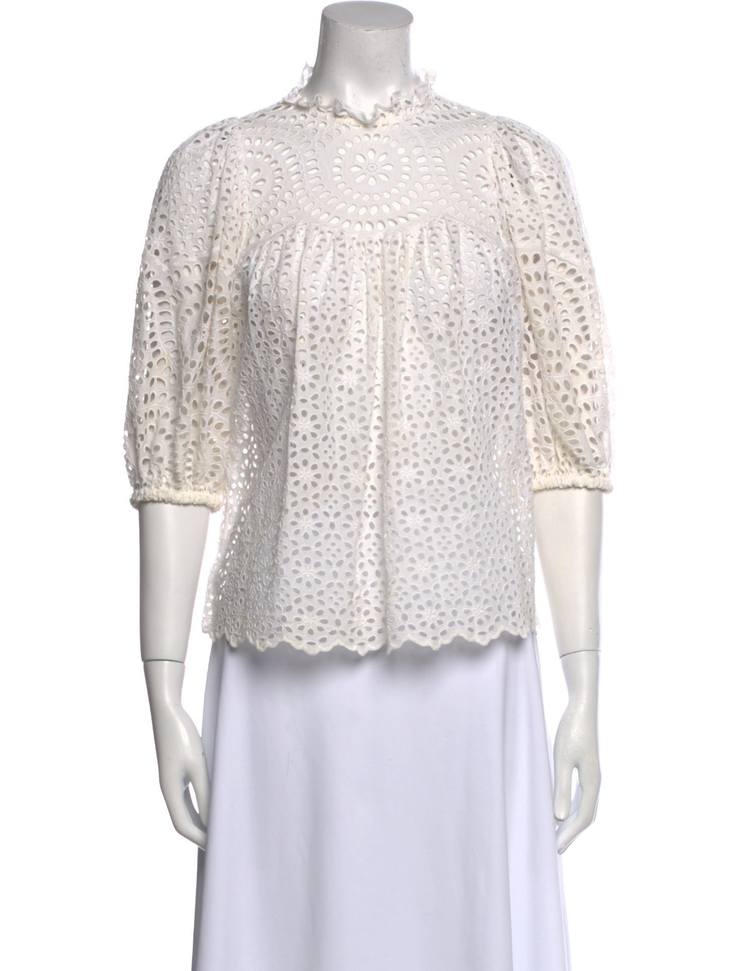 Ulla Johnson Mock Neck Three-Quarter Sleeve Blouse