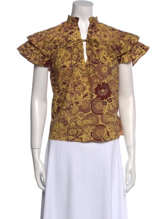 Ulla Johnson Printed Tie Neck Top