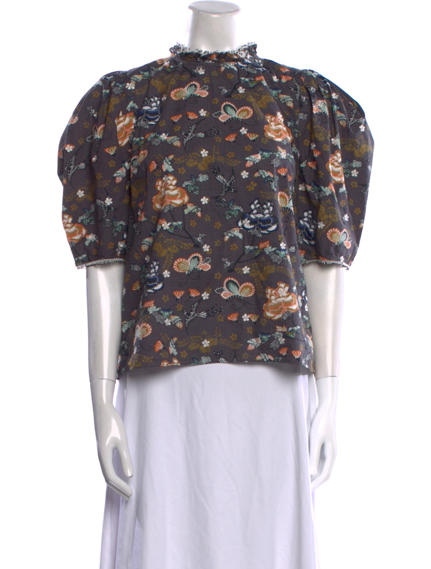 Ulla Johnson Floral Print Mock Neck Blouse