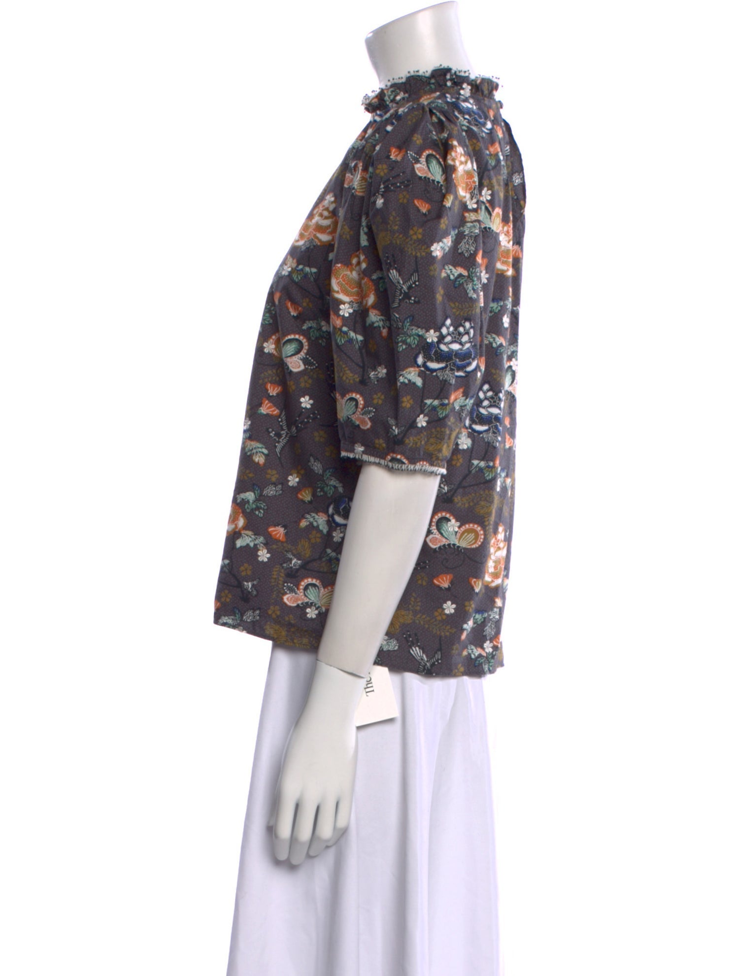 Ulla Johnson Floral Print Mock Neck Blouse