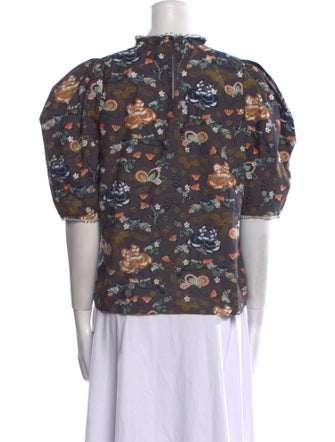 Ulla Johnson Floral Print Mock Neck Blouse