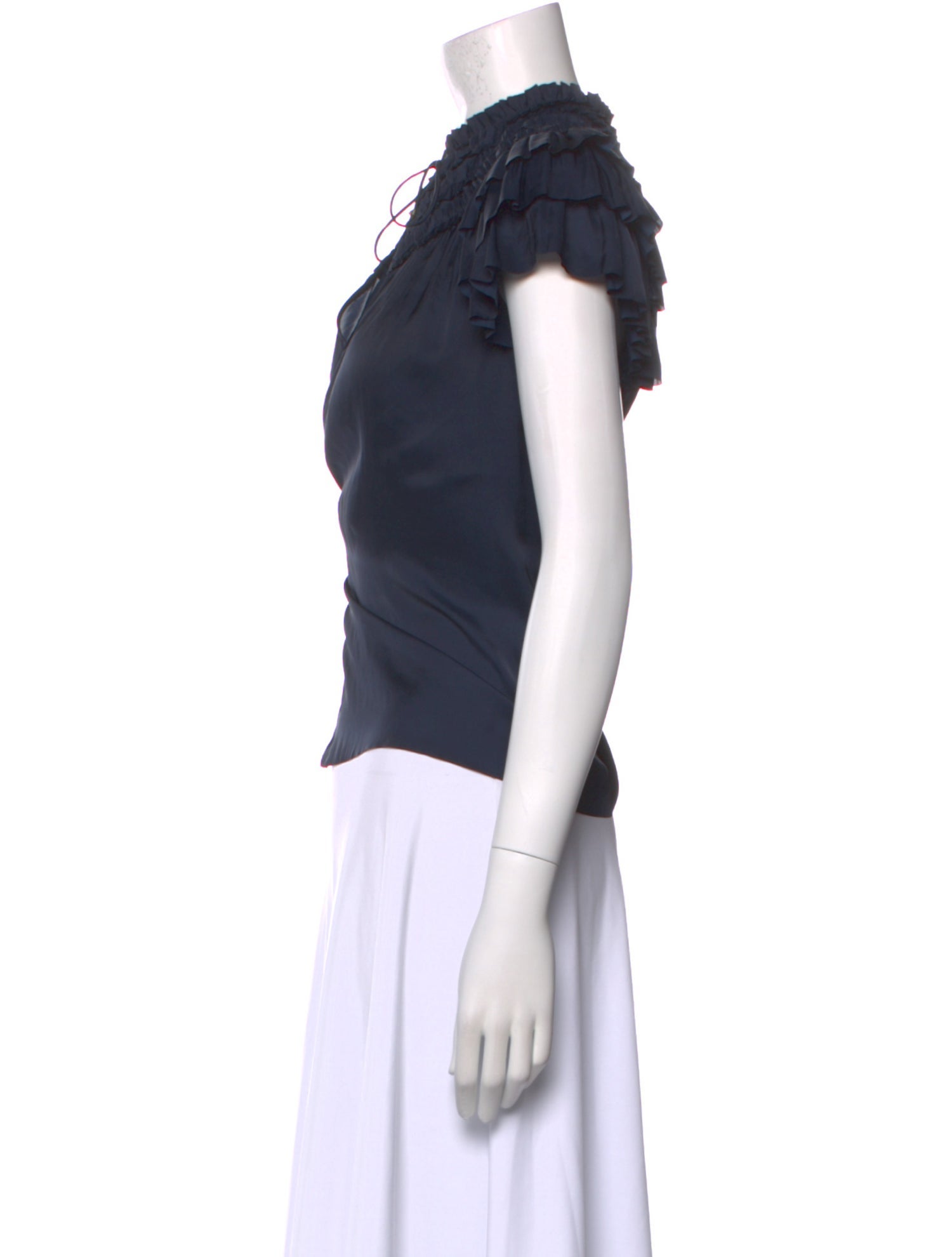 Ulla Johnson Tie Neck Short Sleeve Top