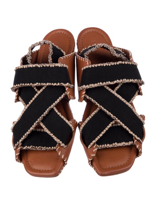 Ulla Johnson Leather Colorblock Pattern Slingback Sandals