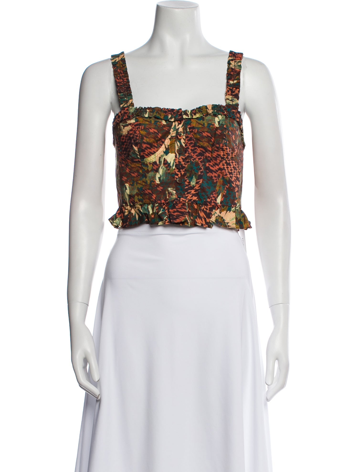 Ulla Johnson Printed Square Neckline Crop Top