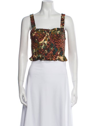 Ulla Johnson Printed Square Neckline Crop Top