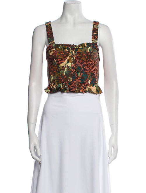 Ulla Johnson Printed Square Neckline Crop Top