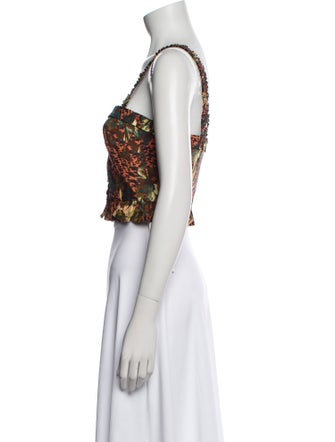 Ulla Johnson Printed Square Neckline Crop Top