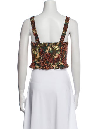 Ulla Johnson Printed Square Neckline Crop Top