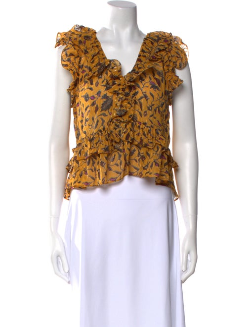 Ulla Johnson Silk Floral Print Crop Top