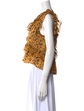 Ulla Johnson Silk Floral Print Crop Top