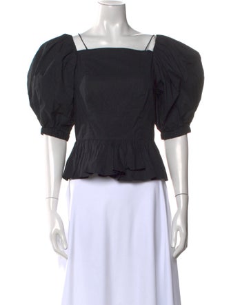 Ulla Johnson Square Neckline Short Sleeve Crop Top