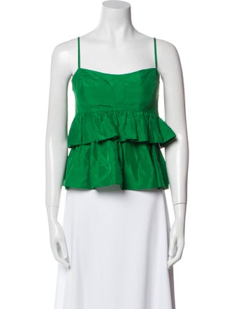 Ulla Johnson Silk Square Neckline Crop Top