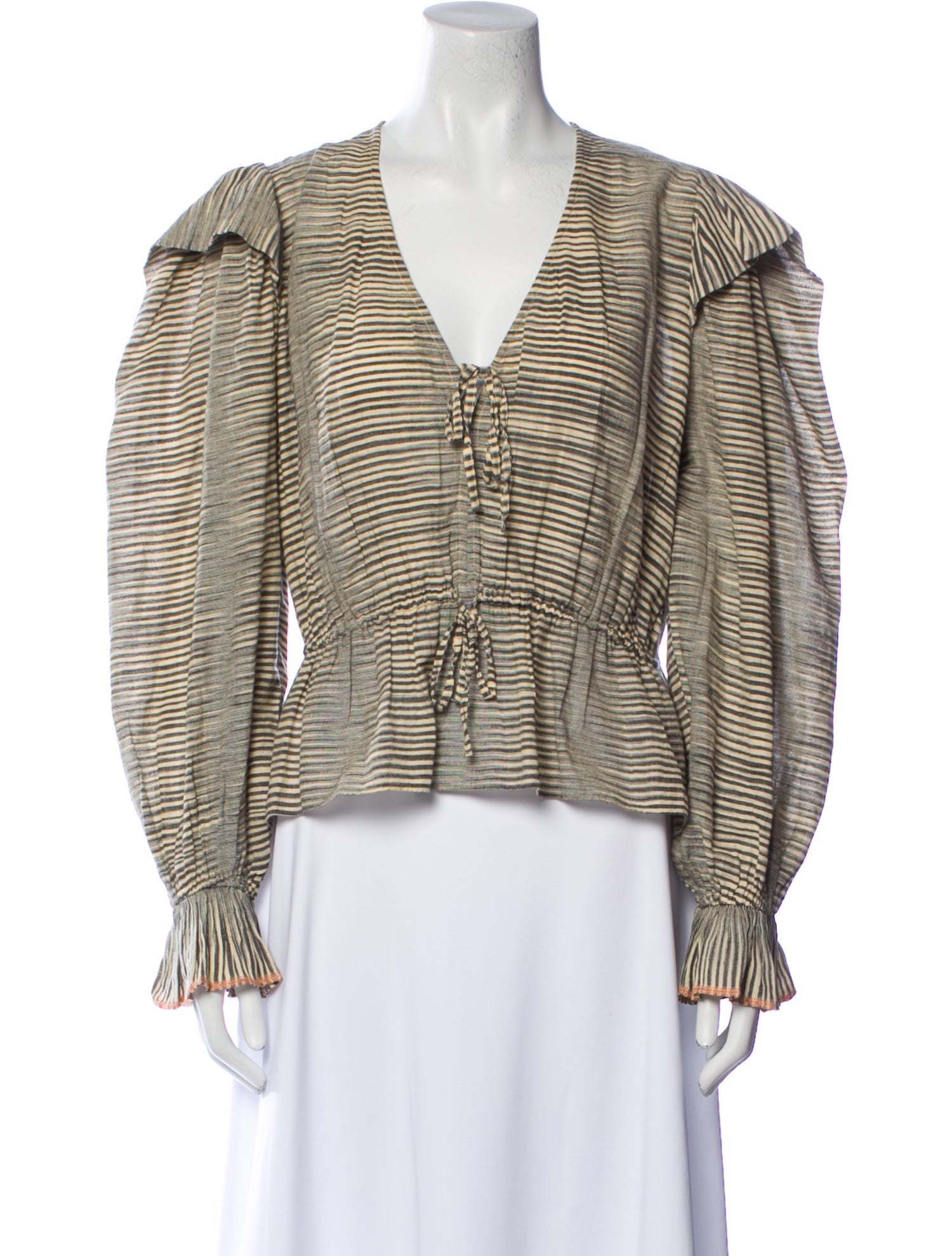 Ulla Johnson Striped V-Neck Blouse