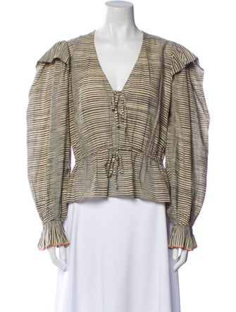 Ulla Johnson Striped V-Neck Blouse