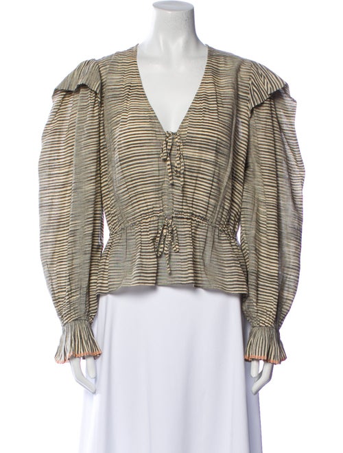 Ulla Johnson Striped V-Neck Blouse