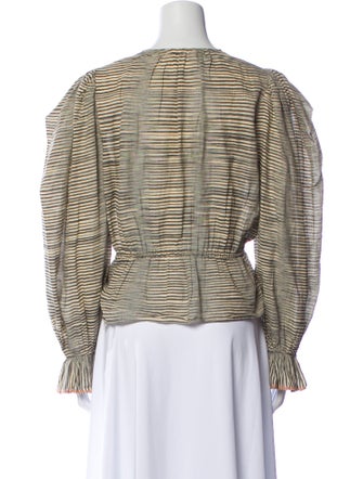 Ulla Johnson Striped V-Neck Blouse